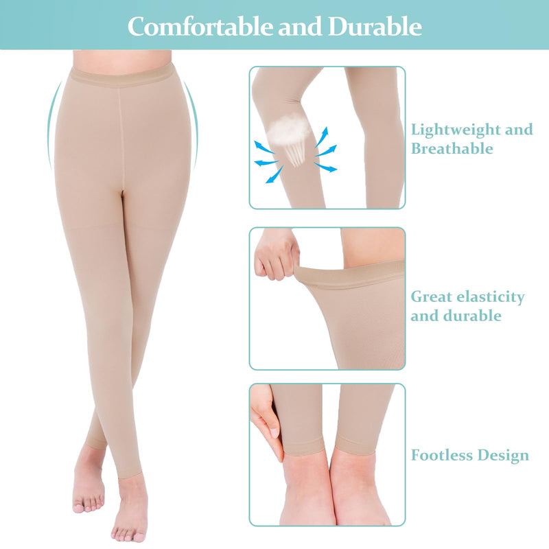 [Australia] - Compression Pantyhose for Women & Men, Footless Compression Stockings, 20-30 mmHg Support Beige 2X-Large 