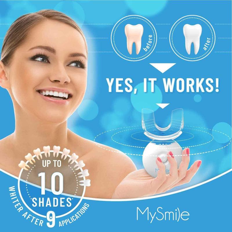 MySmile Teeth Whitening Kit with LED Light 60+ Treatment Teeth Whitening Pen and Gel Enamel Safe, 10 Min Non-Sensitive Fast Teeth Whitener, Helps to Remove Stains from Coffee, Smoking, Wines, Soda, Fo