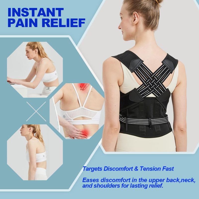 [Australia] - Back Brace Posture Corrector for Women and Men Upgraded Back Brace Adjustable Full Back Support, Shoulder Straightener, Neck, Upper and Lower Back Pain Relief- Scoliosis, Hunchback, Hump, Corrector XXX-Large 
