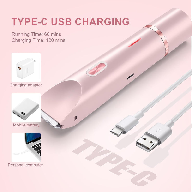 [Australia] - Bikini Trimmer for Women,2025 New Bikini Shaver,Electric Razor & Shaver with Dual Ceramic Blades,Painless Hair Removal,Rechargeable Razor Body Hair Trimmer for Wet & Dry Use 