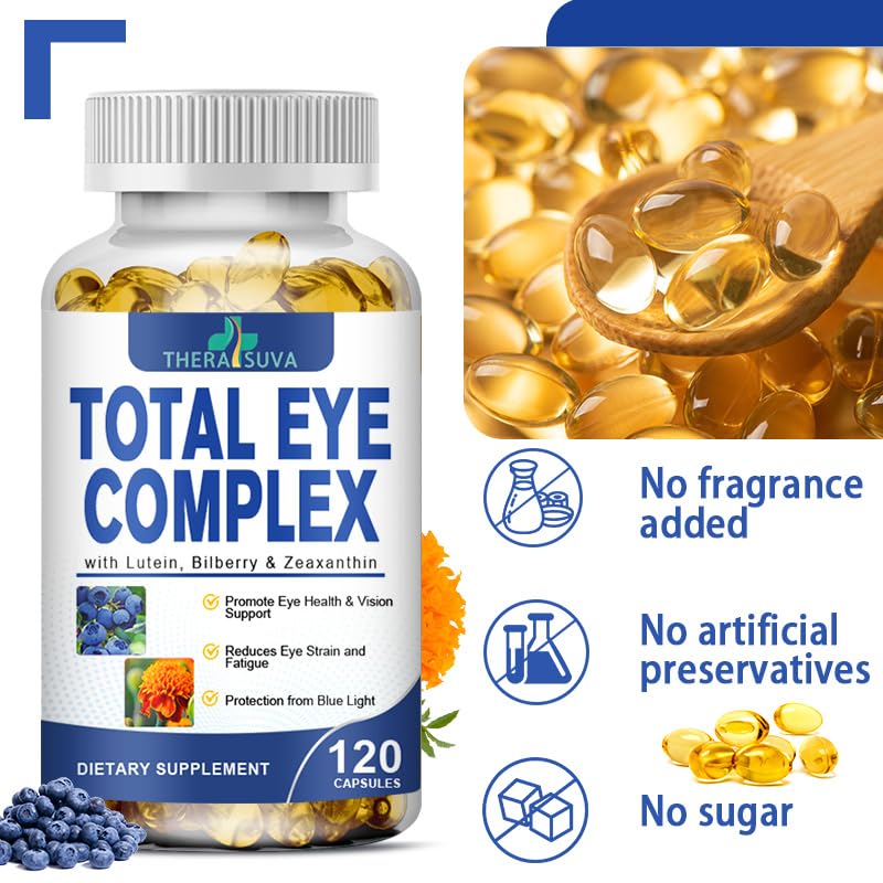 Advanced Eye Health Supplement with Lutein, Zeaxanthin, Bilberry & Citrus Bioflavonoids - Vision Support for Macular Health, Dry Eyes & Overall Eye Wellness - 120 Softgels, 2 Month Supply