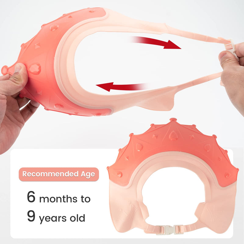 [Australia] - FUNUPUP Baby Shower Cap for Kids, Adjustable Toddler Hair Washing Shield Bathing Cap Baby Shower Visor Shampoo Cap (Crown, Pink) Crown 