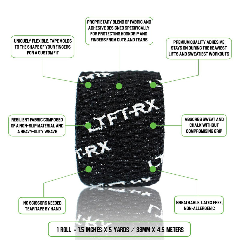 [Australia] - Weightlifting Hook Grip Tape w/Premium Adhesive for Olympic Weight Lift, Cross Training & Lifting, Stretch Fit Athletic Finger Wrap, Protects Thumb Fingers Hand & Enhances Grip Black 1.5-inch 3 ROLL 