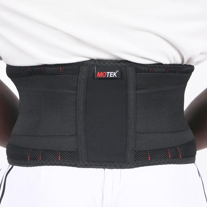 MOTEK Back Support Brace for Men & Women (Small 24-28") | Breathable Material, Lightweight Support, Dual Adjustable Straps | Lower Back Pain Relief | Lumbar Support Small (24-28")