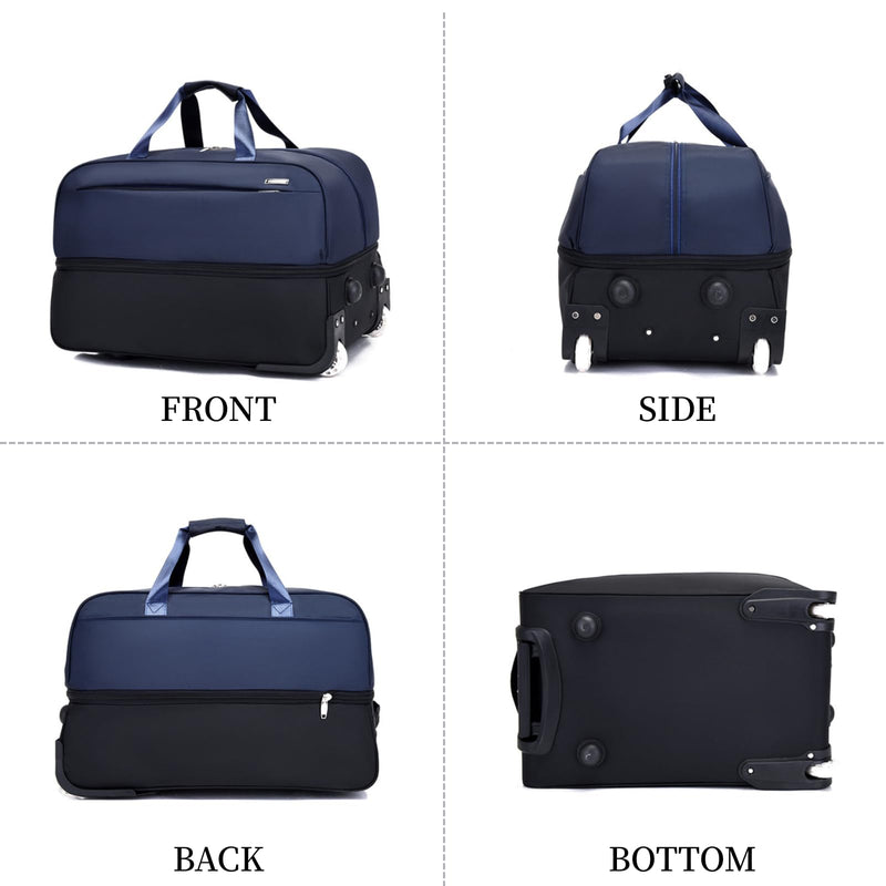 Expandable Rolling Duffel Bag with Wheels, Lightweight Roller Travel Tote for Women Men, Carry On Overnight Weekend Bag for Business Trip Travel Black S