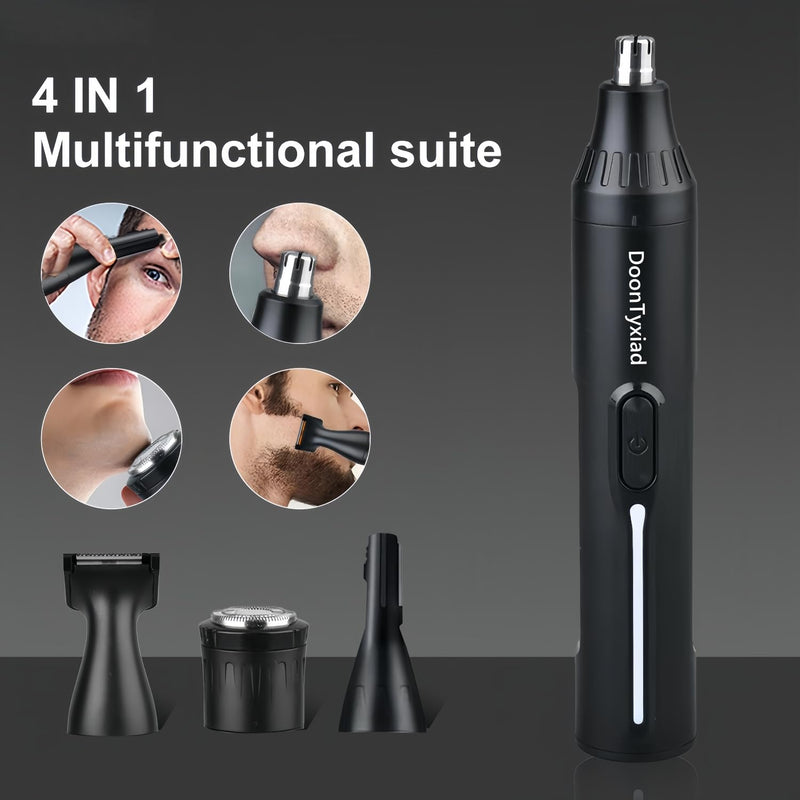 [Australia] - Rechargeable Ear and Nose Hair Trimmer, 4-in-1 Professional Painless Eyebrow & Facial Hair Trimmer for Men Women, Powerful Motor and Dual-Edge Blades for Smoother Cutting Black(Black 4-in-1) Black 4-in-1 