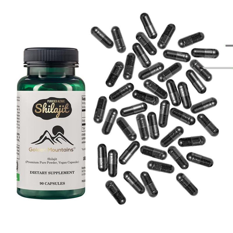 [Australia] - Golden Mountains Shilajit Vegan 90 capsules 500 mg pure Altai premium minerals 