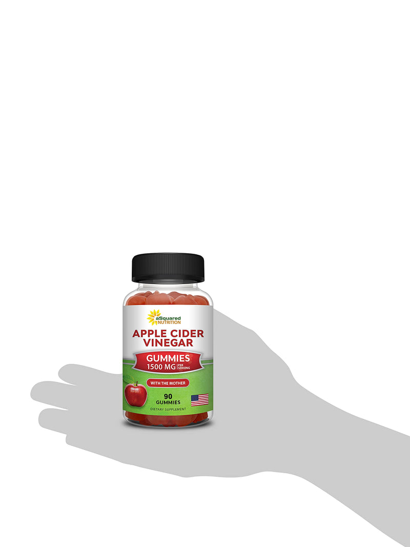 Apple Cider Vinegar Gummies - 1500mg/Serving - ACV Supplement with Mother | ACV with Vitamin B6 & B12, Folic Acid - Vegan Gummy Alternative to Capsules, Pills, Tablets & Drink - 90 Gummies 90 Count (Pack of 1)