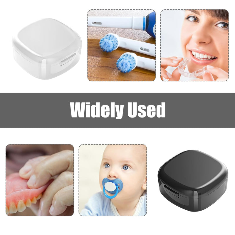 [Australia] - Braces box, pack of 2, denture box, dentures box, braces box with sieve, suitable for storing dentures, dentures, pacifiers (black and white). 