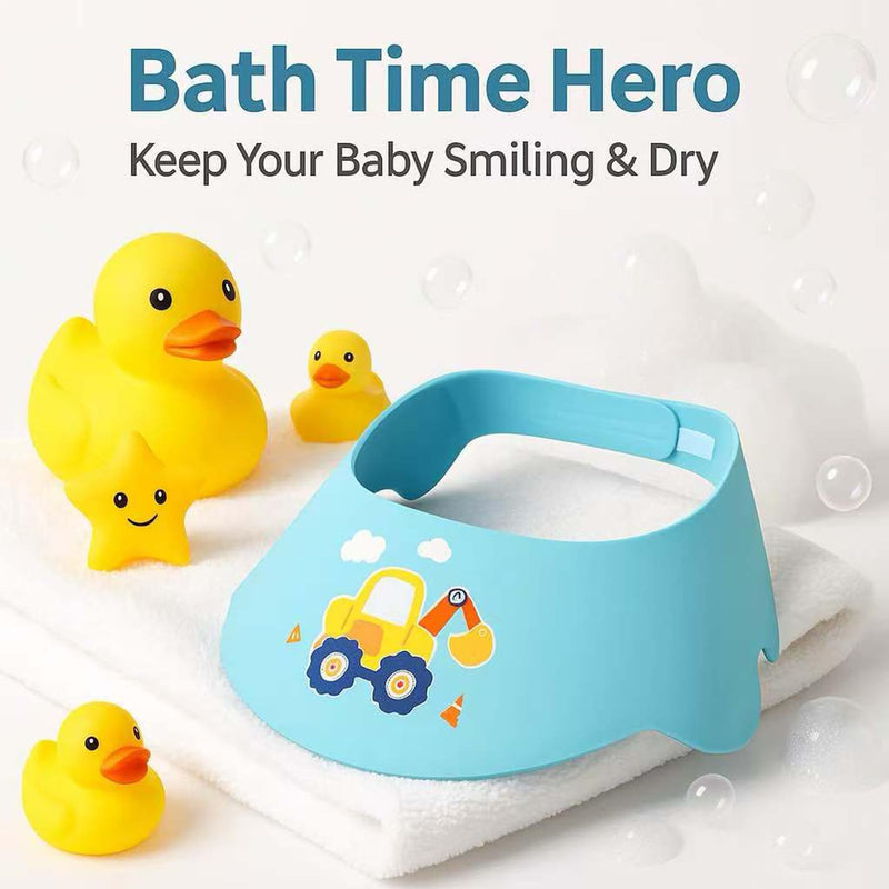 [Australia] - Baby Shower Cap Shield - Adjustable Waterproof Shower Visor for Kids, Soft Baby Hair Washing Shield with Ear Protection, Perfect for Toddlers & Children (Excavator) Excavator 