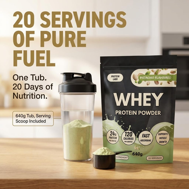 Whey Protein Powder – Fast Absorbing Whey Protein for Muscle Building & Recovery, 24g Protein Per Serving, Low Calorie Protein Shake, 20 Servings (640g) (Pistachio) Pistachio