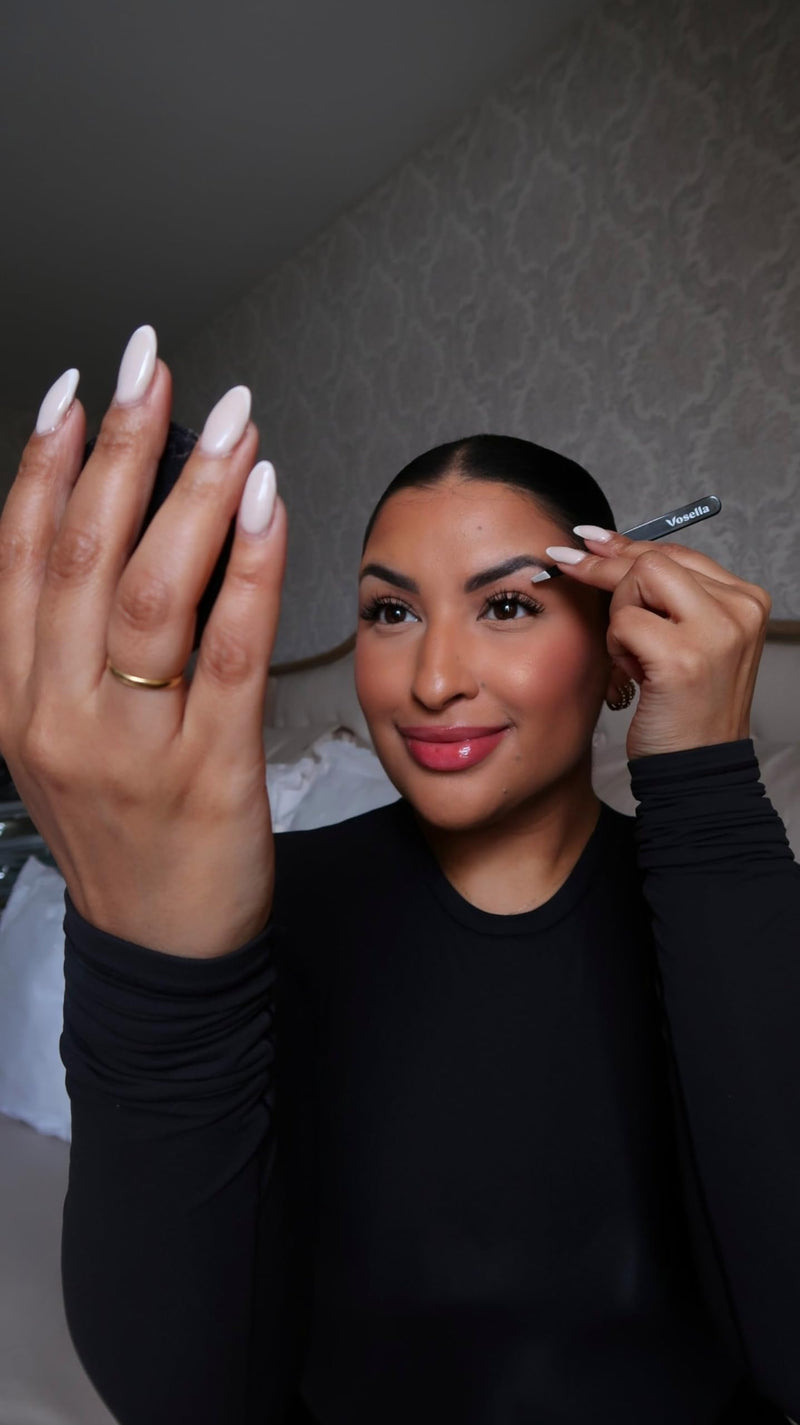 [Australia] - Vosella - Slanted tweezers for precise hair removal, stainless steel, made in Solingen - Black Onyx 