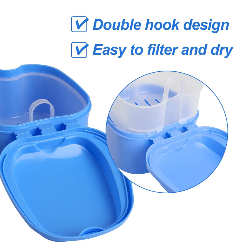 [Australia] - DAJISI Pack of 2 braces box, denture box with hanging sieve, portable denture box, white and blue, tooth rescue box used for cleaning and storing dentures 