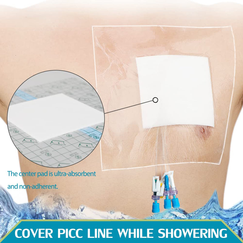 [Australia] - Waterproof Dialysis Catheter Shower Cover 10x12 Inch Protector with Non-Stick Center Pad PICC Line Bandage Patch Dressing Wounds Chest Port PD Peritoneal Accessories (Pack of 14) 10x12 Inch (Pack of 14) 