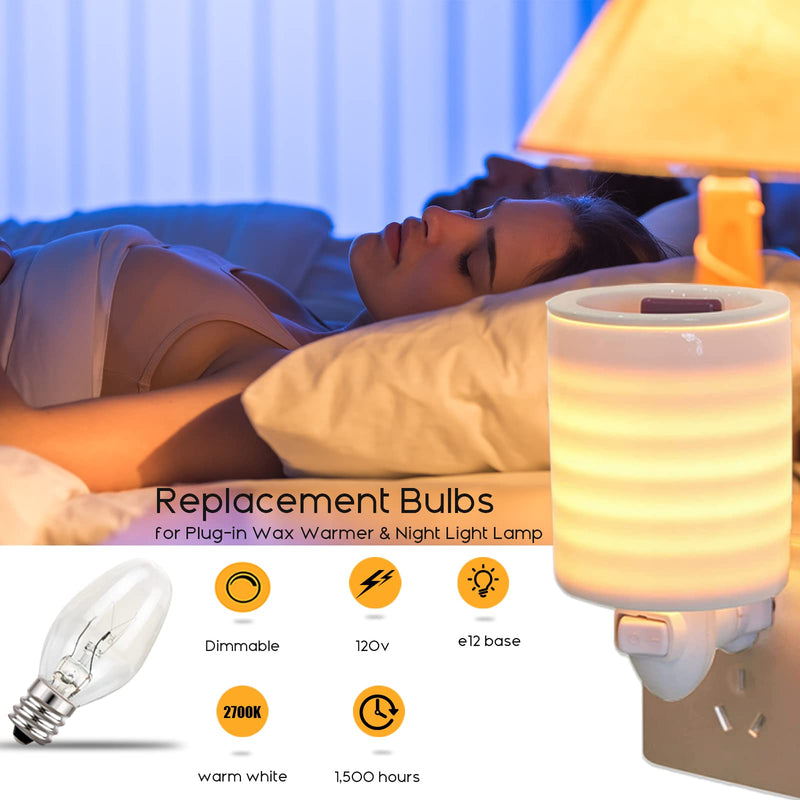 [Australia] - Salt Lamp Bulbs - 15 Watt Light Bulbs for Scentsy Wax Warmer - C7 Replacement Bulbs for Plug in Wax Diffuser- Warmwhite - Dimmable,15 Packs Salt Lamp Bulbs 15 Watt 
