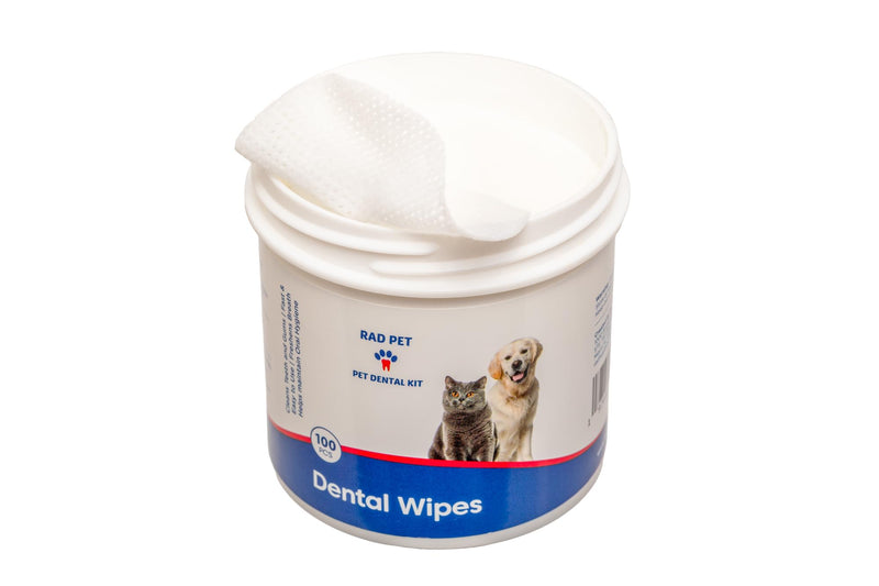 Rad Health Inc Fresh Breath No Brushing Clean Teeth Dental & Oral Care Dental Wipes for Dogs, 100ct - Teeth Cleaning Wipes - Helps Wipe Away Plaque & Tartar - Freshens Breath - No Brushing Required - PawsPlanet Australia