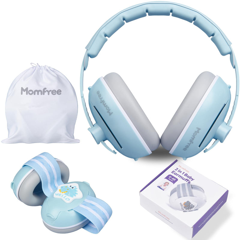 [Australia] - 2 in 1 Baby Ear Muffs, Noise Reduction Earmuffs & Adjustable Headband for Baby, Hearing Protection Headphones Blue 