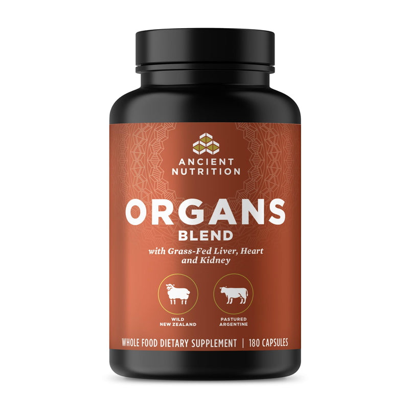 [Australia] - Ancient Nutrition Organ Supplements, Grass-Fed and Wild Organ Complex Capsules, Liver, Heart, Kidney Supports Organ, Cognitive, and Immune System Health, 180 Ct Organs Blend 