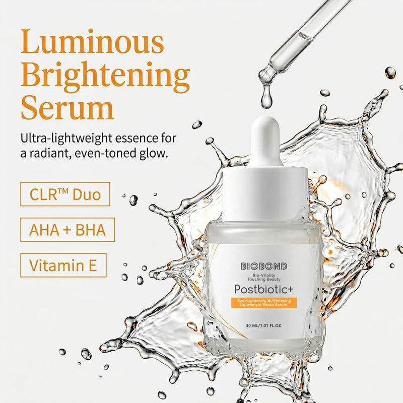 Vitamin C Brightening Face Serum with Salicylic & Lactic Acid, Postbiotic & Vitamin E - Exfoliating Dark Spot Corrector for Radiant, Barrier, Even-Toned Skin, 1 Fl Oz