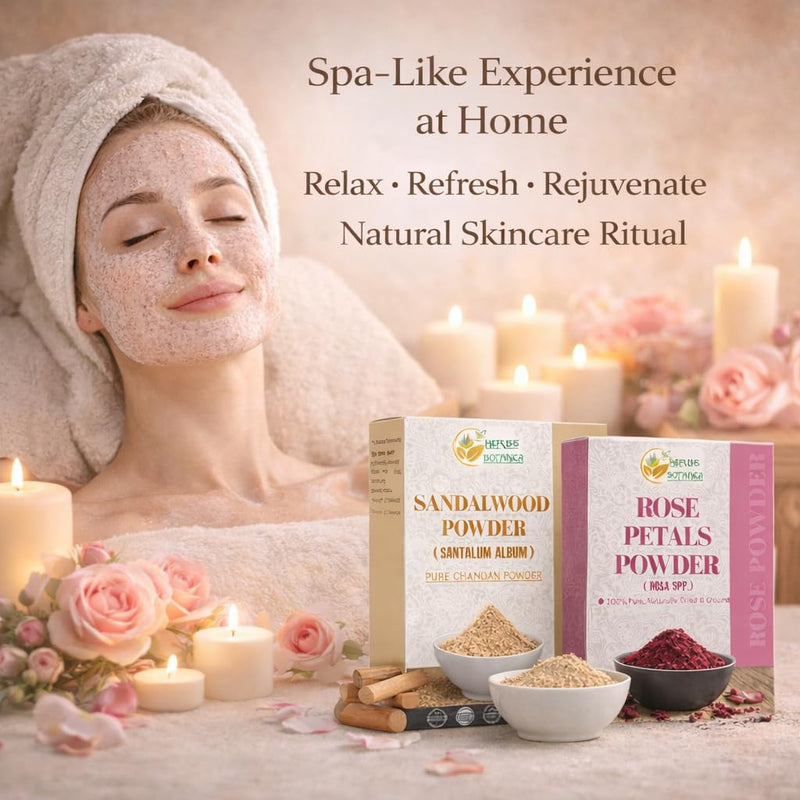 Herbs Botanica Sandalwood & Rose Petal Powder Combo Natural Powder Pack for Face Masks, DIY Beauty & Skincare 2 Packs Each 3.5 oz Finely Ground for Smooth Application