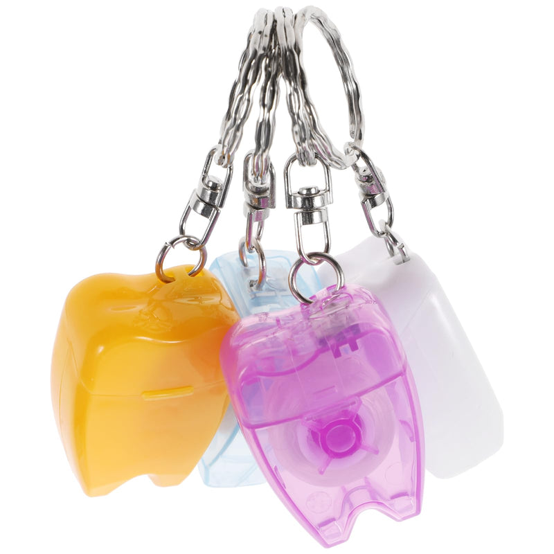 [Australia] - HEALIFTY 4 Pieces Portable Dental Floss Keychain Dentist Gifts Key Ring Floss Stick for Teeth Cleaning (Random Color 15M) 