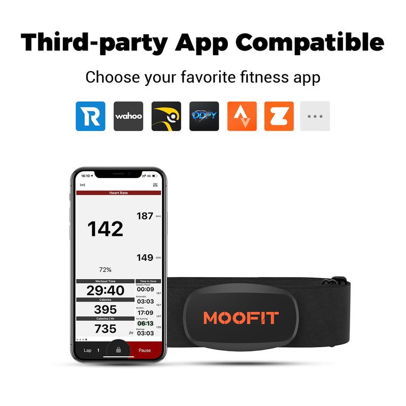 [Australia] - moofit Heart Rate Monitor Chest Strap Bluetooth/ANT+ Waterproof HR Monitor Chest Strap Heart Rate Monitor Compatible with Peloton, Zwift, Rouvy, TRX, Elite HRV, Peloton, Strava, DDP Yoga 