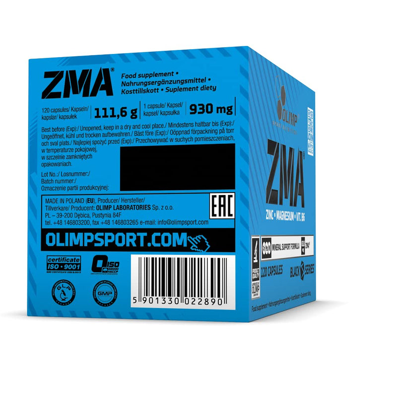 Olimp ZMA - 120 caps Testosterone Booster Power Energy Strength Muscle Growth Muscle Pump Focus TUTRITION