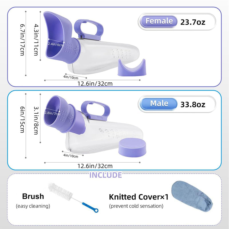 [Australia] - Female Urinal - Ergonomic Spill Proof Travel Pee Container with Hose for Women, 24 Oz Bed Pans for Elderly Females, Portable External Urine Collection Device Mobility & Daily Living Aids Female 