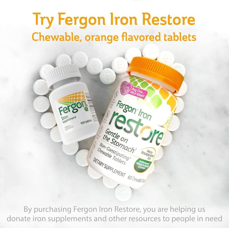 [Australia] - Fergon High Potency Iron Highly Soluble & Easily Digested, 27 mg Iron, 100 Tablets 