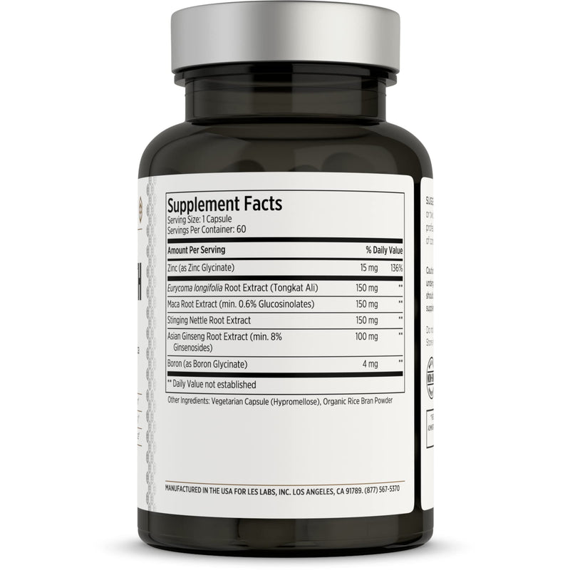 [Australia] - LES Labs Male Health – Enhance Hormone Production, Strength & Vitality, Drive & Endurance – Tongkat Ali, Ginseng, Maca & Boron – Non-GMO Supplement – 60 Capsules 