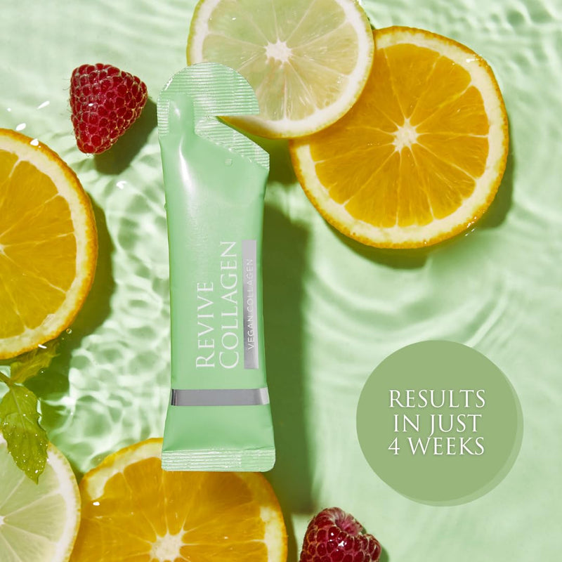 Revive Collagen 2500mg Plant Based Vegan Collagen with Added Vitamin B, C, D & E, Improved Skin, Hair & Nails | Raspberry Flavour | 14 Days 14 X Days