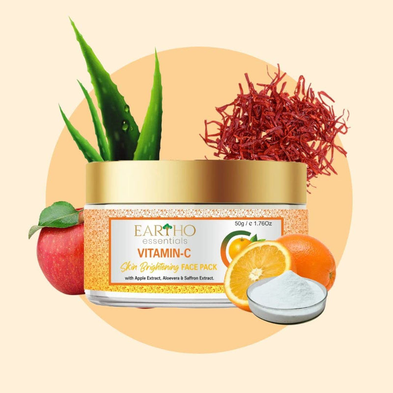 Ayurvedic Vitamin C Skin Brightening Face Pack with Apple Extract, Aloevera & Saffron Extract 50g
