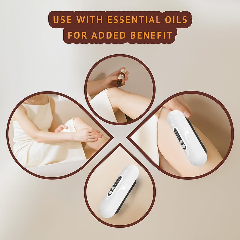 [Australia] - Heated Gua Sha Scraping Massage Tool by TheraStone mini; Skin Scraping Stone with Heat & Vibration, with Bian Stone,Soft-Tissue Massage, Improve Blood Circulation, Relieve Pain, Anti-Aging (White) 