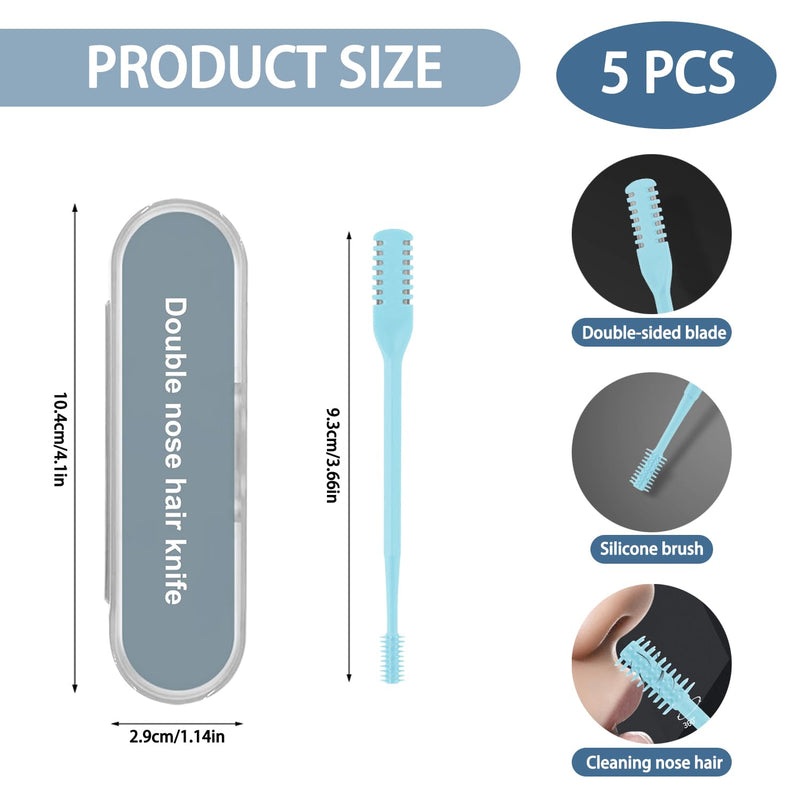 [Australia] - Viechoes nasalizer, double-sided nose hair knife, 5 pieces 2-in-1 nasal hair cutter, nostril hair remover tool, portable nose hair trimmer, nose hair trimmer blade for men and women 5 