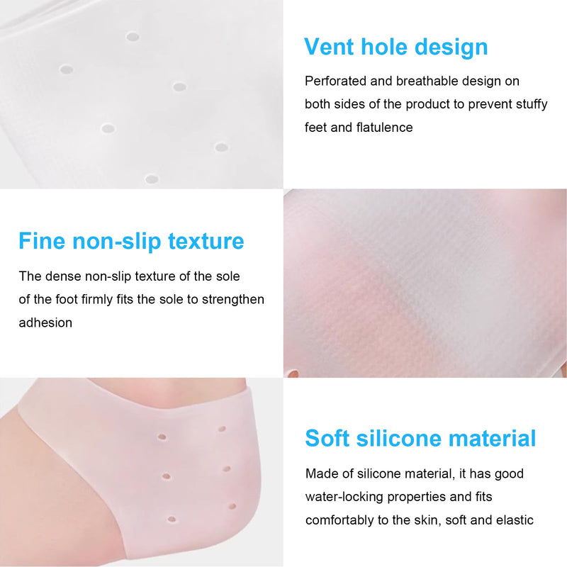 [Australia] - 2 pairs of silicone heel protection, gel heel protection, heel socks, gel heel protection, heel socks for heel pain, dry cracked heel, transparent color 