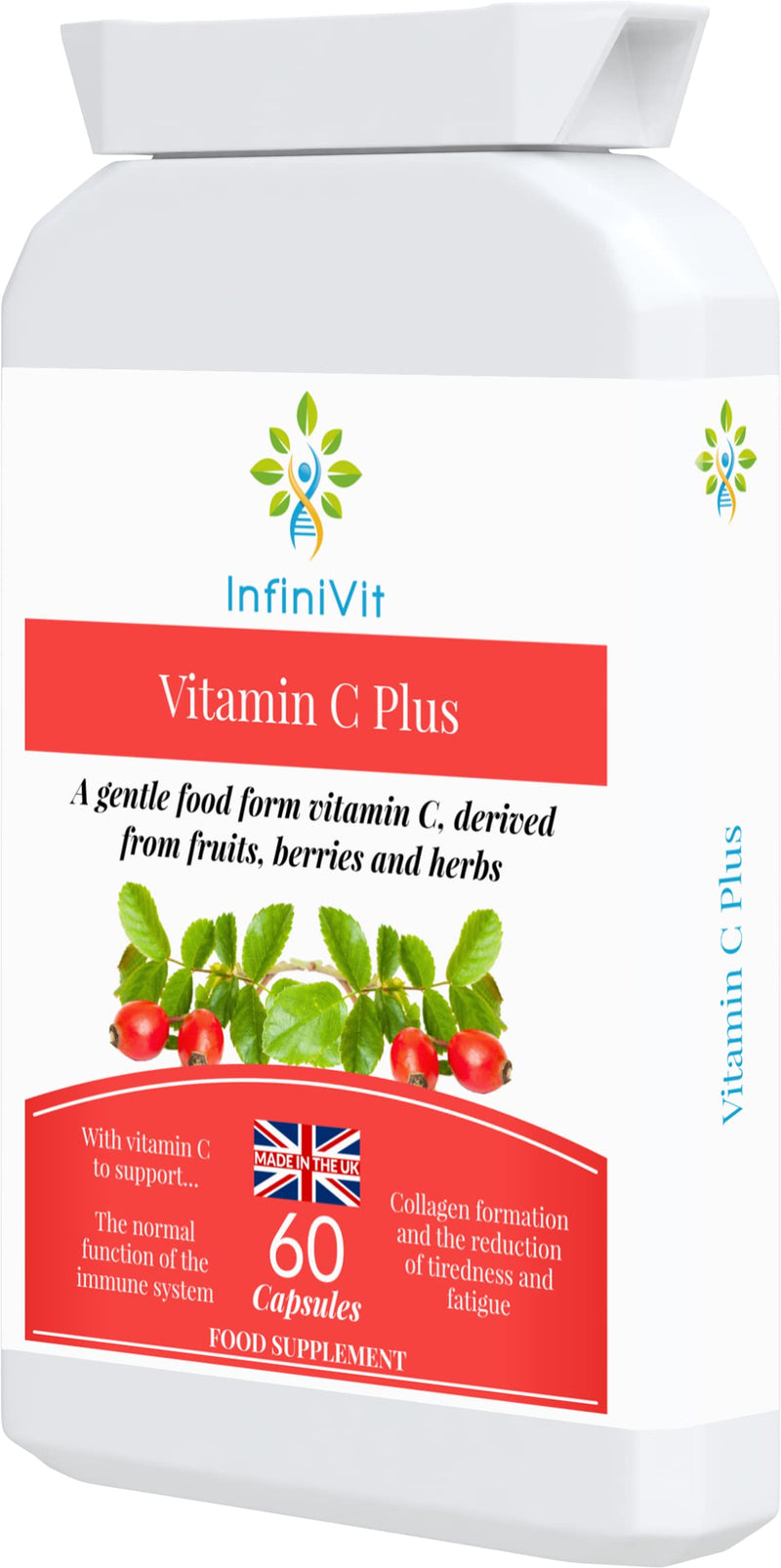 Natural Vitamin C Capsules, Sourced from Acerola Cherry, Food Form Vitamin C for Enhanced Absorption and Bioavailability