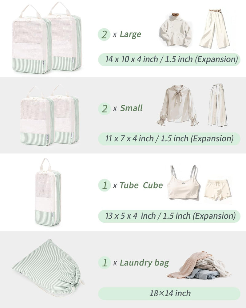 Narwey 6 Set Checkered Packing Cubes with Clear Toiletry Bags