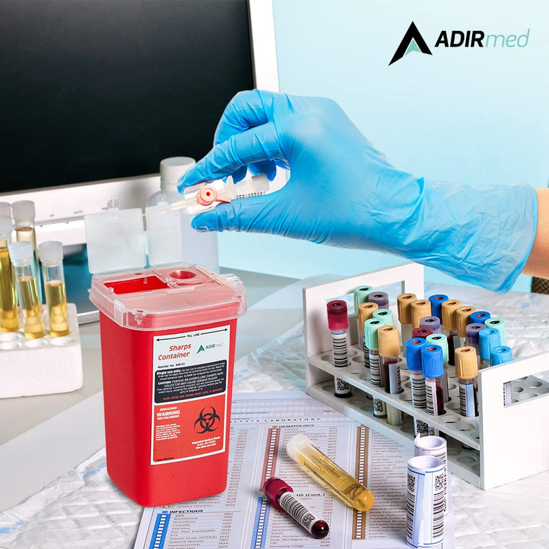 [Australia] - AdirMed Sharps Disposal Container with Flip Open Lid - Biohazard and Syringe Disposal Container - Ideal for Home, Clinic, Office, Barber Use with Flip-Open - (1 Quart, 6-Pack) 1 Quart 32 Fl Oz (Pack of 6) 