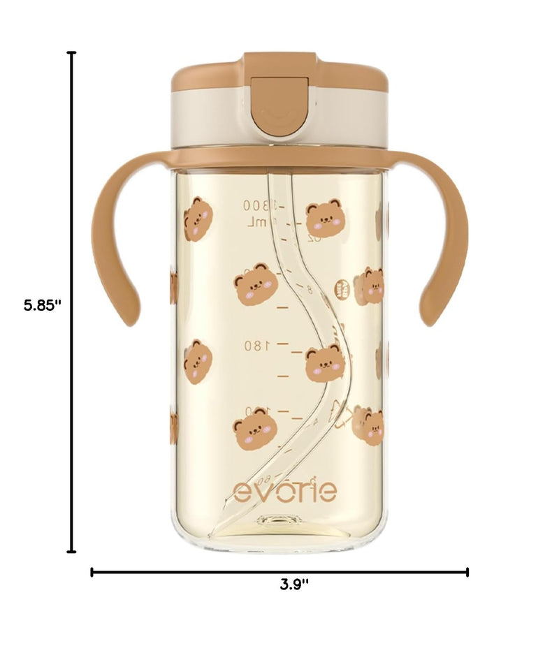 [Australia] - Evorie Tritan Spill Proof Toddler Straw Sippy Cup, 10 oz for Baby and Toddlers 1-3 Years Old, No Spill Straw Water Bottle with Removable Handles, Ideal for School, BPA-Free, Honey Bear Sweet Bear 