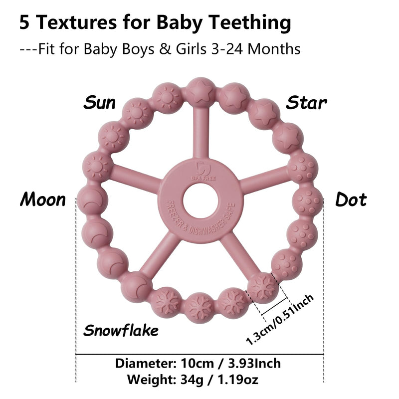 [Australia] - 3 Pack Ring Teether Baby Infant Toys, Baby Essentials, Silicone Teething Ring Toys for Babies 6 Months, Seposeve Toddler Teethers 6-12 Months 12-24 Months, Infant Teething Relief, Purple Pink White 