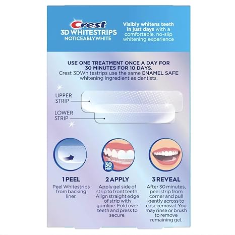 Crest 3D Whitestrips, Noticeably White, Teeth Whitening Strip Kit, 20 Strips (10 Count Pack)