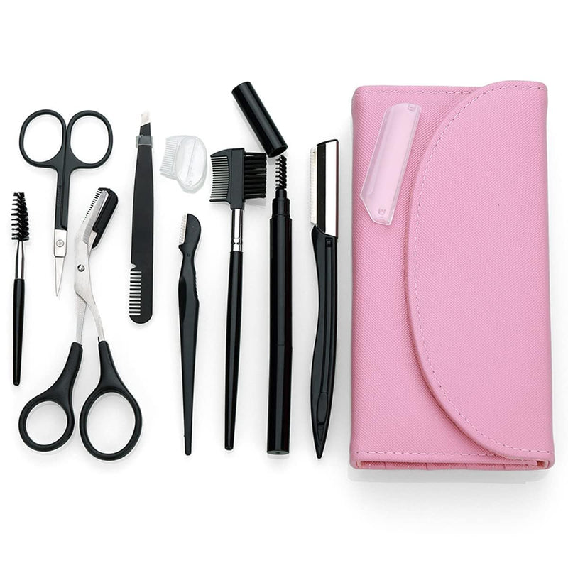 Eyebrow Grooming Kit - The Treatment Kit Includes: Tweezers, Brow Pencil, Comb, Razor, Brush, Scissors for Perfect Eyebrow Care