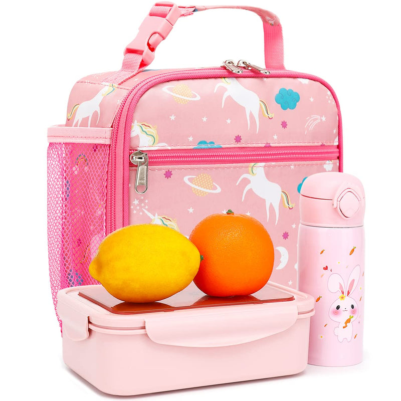 [Australia] - FlowFly Kids Lunch box Insulated Soft Bag Mini Cooler Back to School Thermal Meal Tote Kit for Girls, Boys, Unicorn 