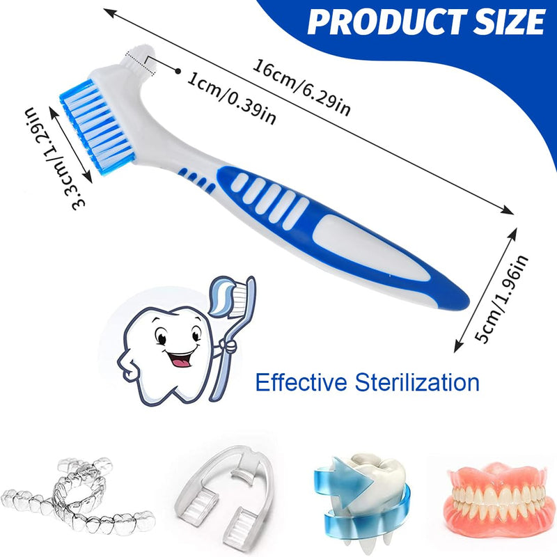 [Australia] - ZKGYUS Pack of 5 denture toothbrushes, portable denture cleaning brushes with moderate multi-layer bristles, double-sided brush for cleaning false teeth 