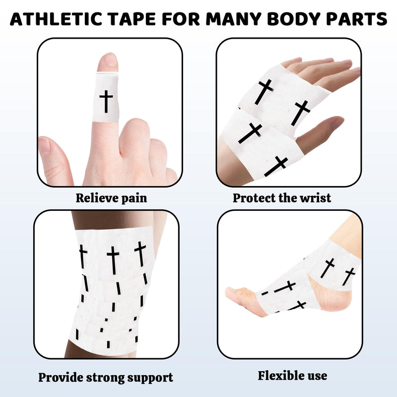 4 Pcs 2inx23ft Christian Cross Athletic Tape with Jesus Bible Verse Injury Support Pre Wrap Cotton Tape for Soccer Football Baseball Self-Adhesive Sports Tape for Wrist Arm Knee Ankle