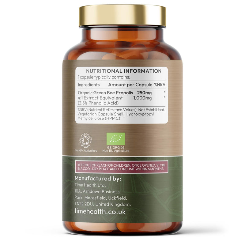 Organic Bee Propolis – High Strength 4:1 Extract – 1000mg – Powerful Antioxidant – Immunity & Inflammation Support – GMP – UK Made Supplement – Zero Additives (120 Count (Pack of 1)) 60 count (Pack of 1)