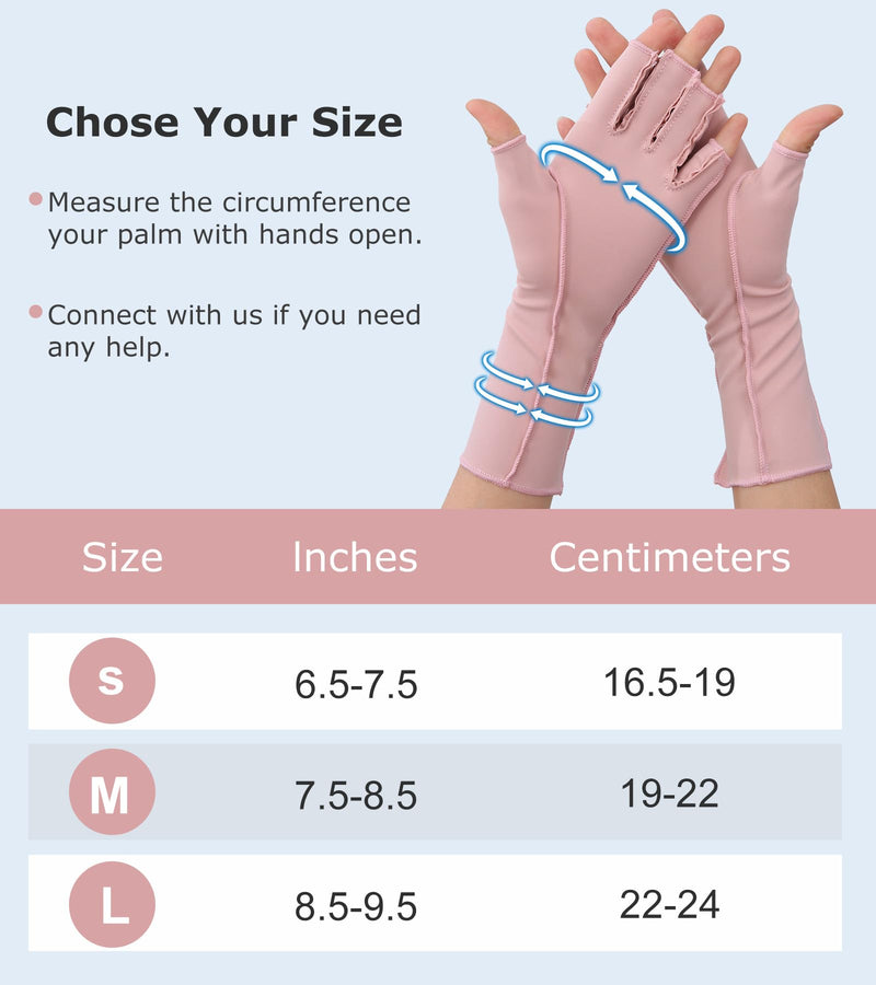 [Australia] - Compression Arthritis Gloves, Rheumatoid Pain Relief Compression Gloves for Women & Men, Premium Fingerless Circulation Gloves for Arthritis & Joint Pain, Swelling, Tendonitis, 1 Pair Pink M Medium Fits Most 7.5" - 8.5" 