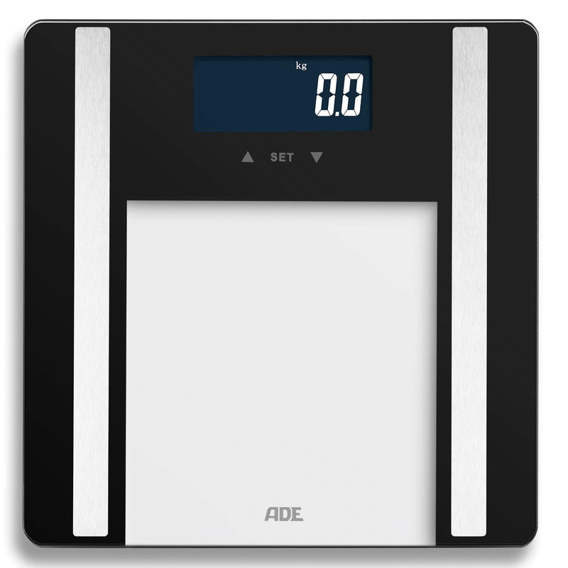 [Australia] - ADE digital body fat scale Ines up to 200 kg | Bathroom scales with body fat analysis, BMI, muscle mass, body water, weight, BMR | Body scale with user recognition | black 