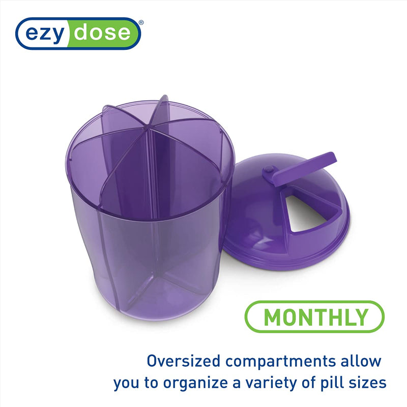 Ezy Dose 30-Day Vitamin Organizer, 6 Large Compartments, Purple, BPA-Free | Monthly Storage System Features Spacious Sections for Supplements, 6 Large Compartments for Organized Daily Routines