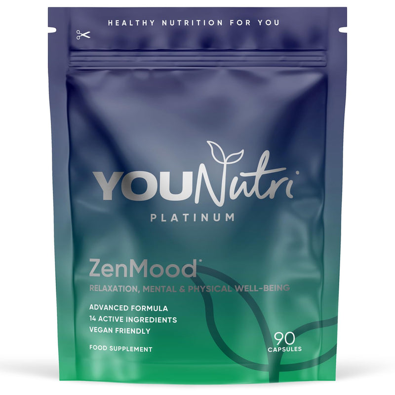 ZenMood for Relaxation, Mental & Physical Well-Being with Lemon Balm, Magnesium Bisglycinate, L-Theanine, Chamomile and Saffron | Stress Relief & Mood Support | UK GMP and Lab Tested | 1 Month Supply